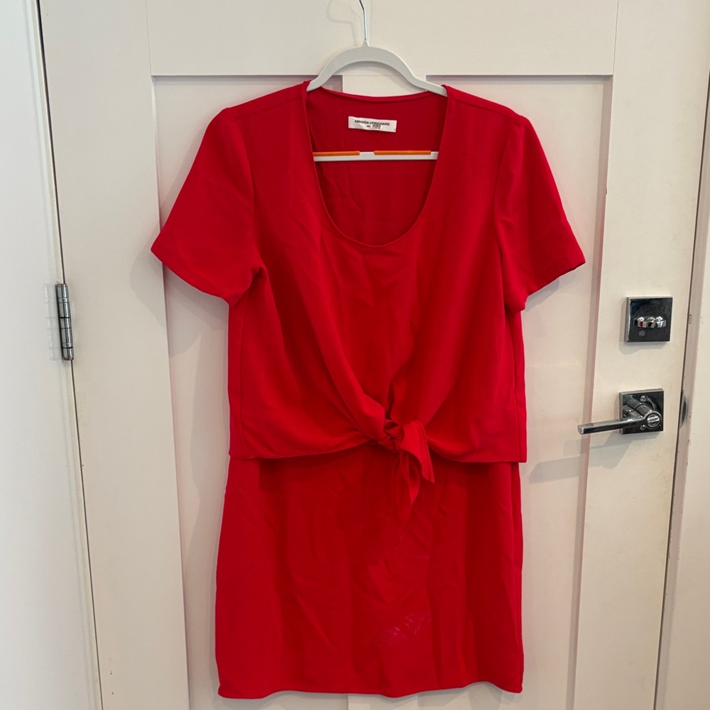 Amanda Uprichard Red Tie-Front Dress